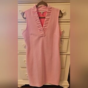 Talbots Searsucker Dress size 12 Pink and White